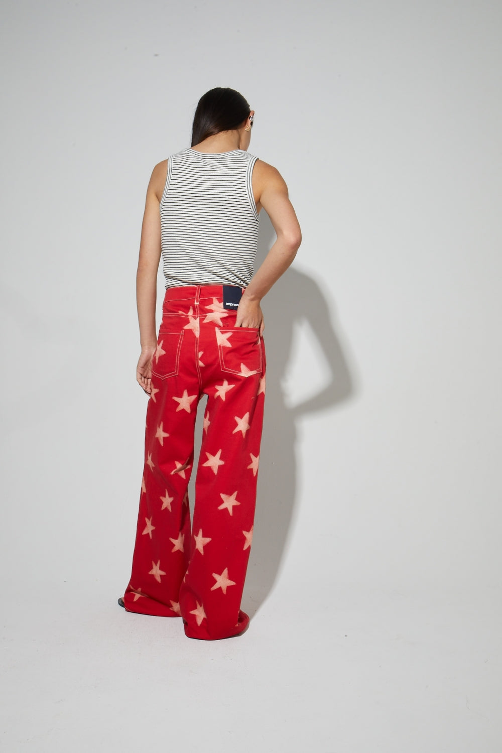 Pantalon Swiggy, Esprit Denim Print Étoile Red Fabriqué En Italie