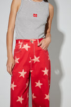 Pantalon Swiggy, Esprit Denim Print Étoile Red Fabriqué En Italie