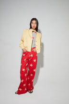 Pantalon Swiggy, Esprit Denim Print Étoile Red Fabriqué En Italie