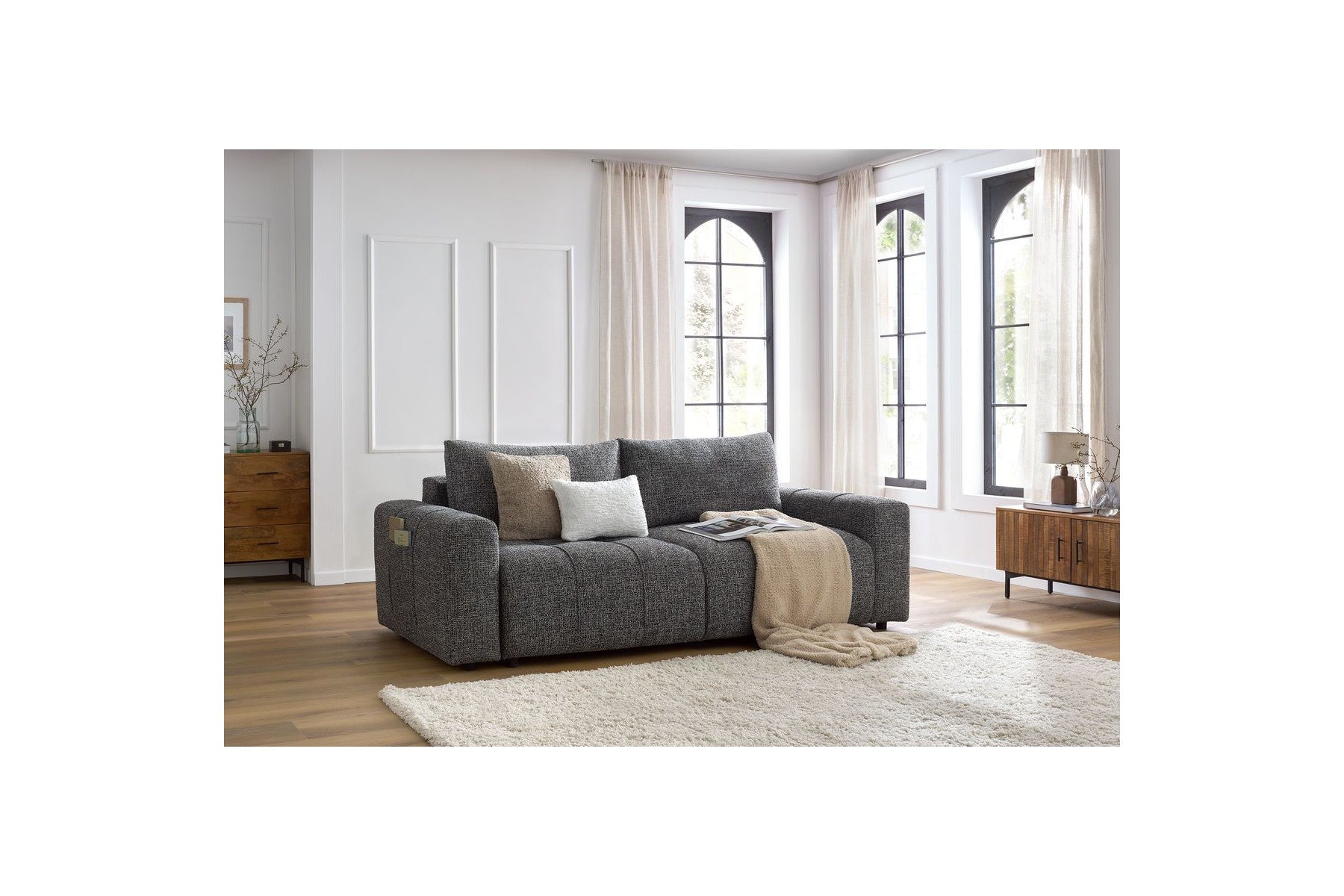 Straight Convertible Sofa with Storage Compartment Arsene