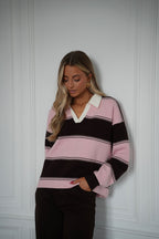 Pull Rayé Monika - Chocolat/Rose