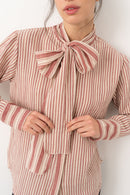 Camisa lazada rayas rojo - Vanó Studio