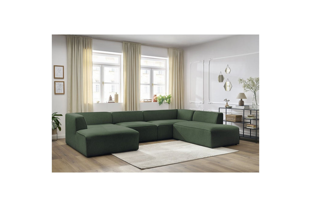 Fixed Panoramic Sofa - Megeve - Mottled Fabric - Left Corner