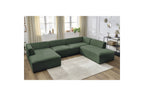 Fixed Panoramic Sofa - Megeve - Mottled Fabric - Left Corner