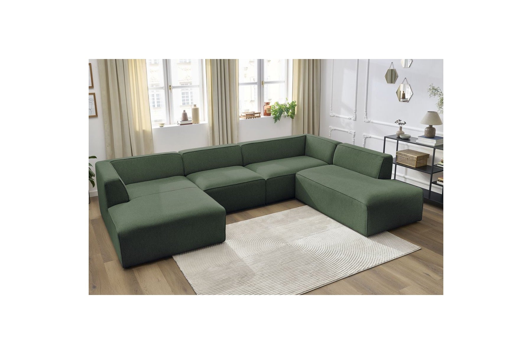 Fixed Panoramic Sofa - Megeve - Mottled Fabric - Left Corner