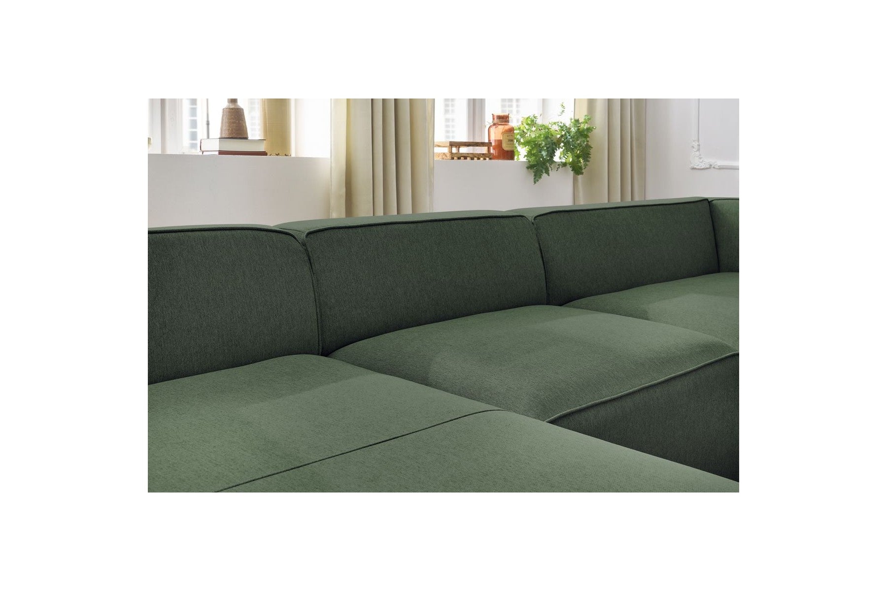 Fixed Panoramic Sofa - Megeve - Mottled Fabric - Left Corner