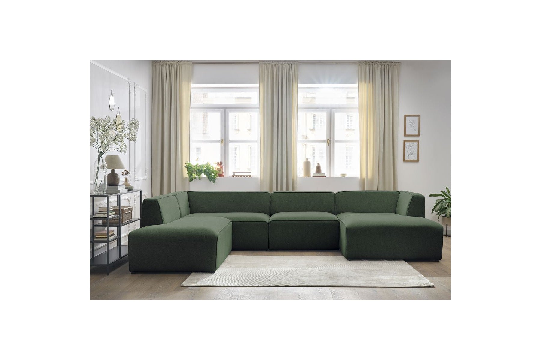Fixed Panoramic Sofa - Megeve - Mottled Fabric - Right-Hand Corner