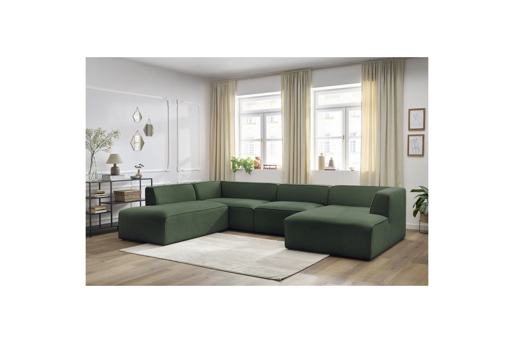 Fixed Panoramic Sofa - Megeve - Mottled Fabric - Right-Hand Corner