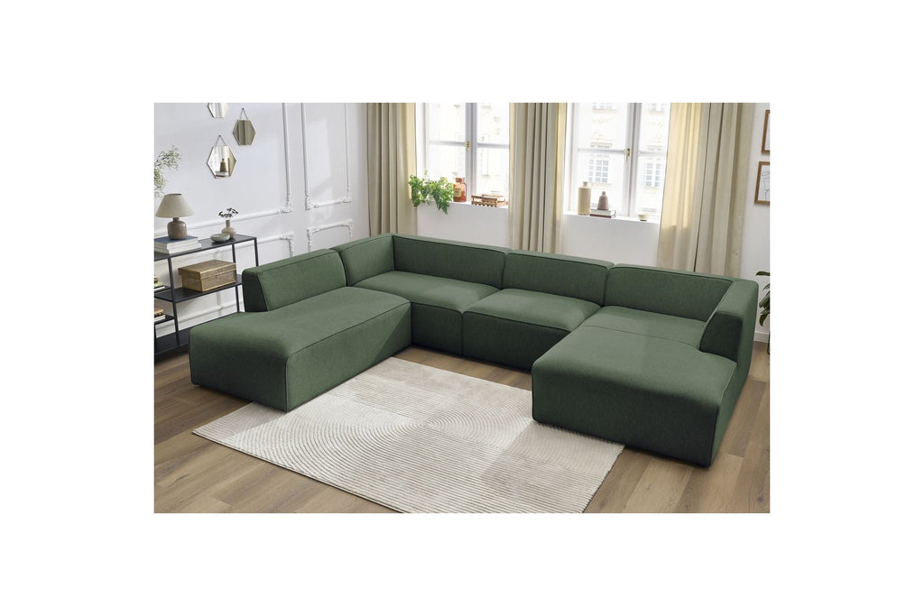 Fixed Panoramic Sofa - Megeve - Mottled Fabric - Right-Hand Corner