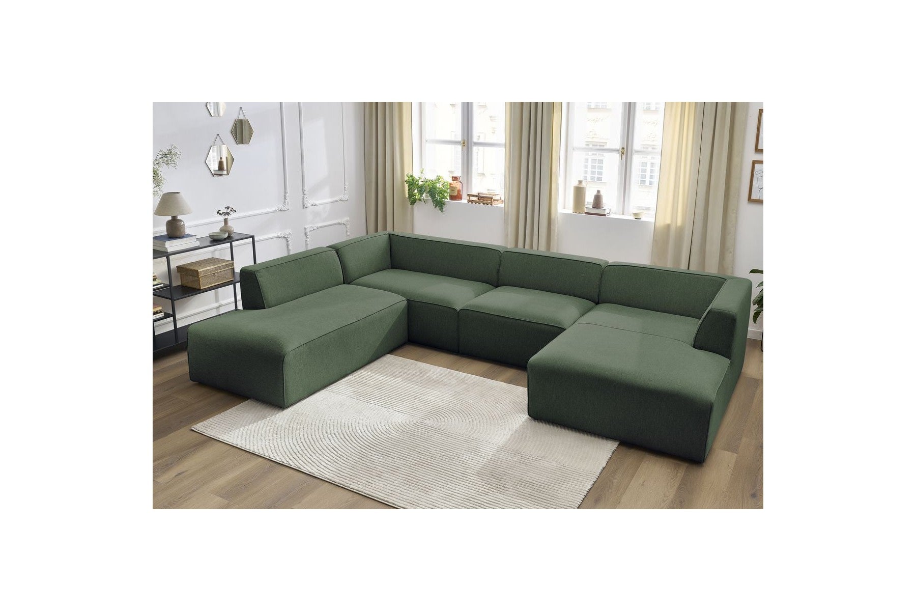 Fixed Panoramic Sofa - Megeve - Mottled Fabric - Right-Hand Corner