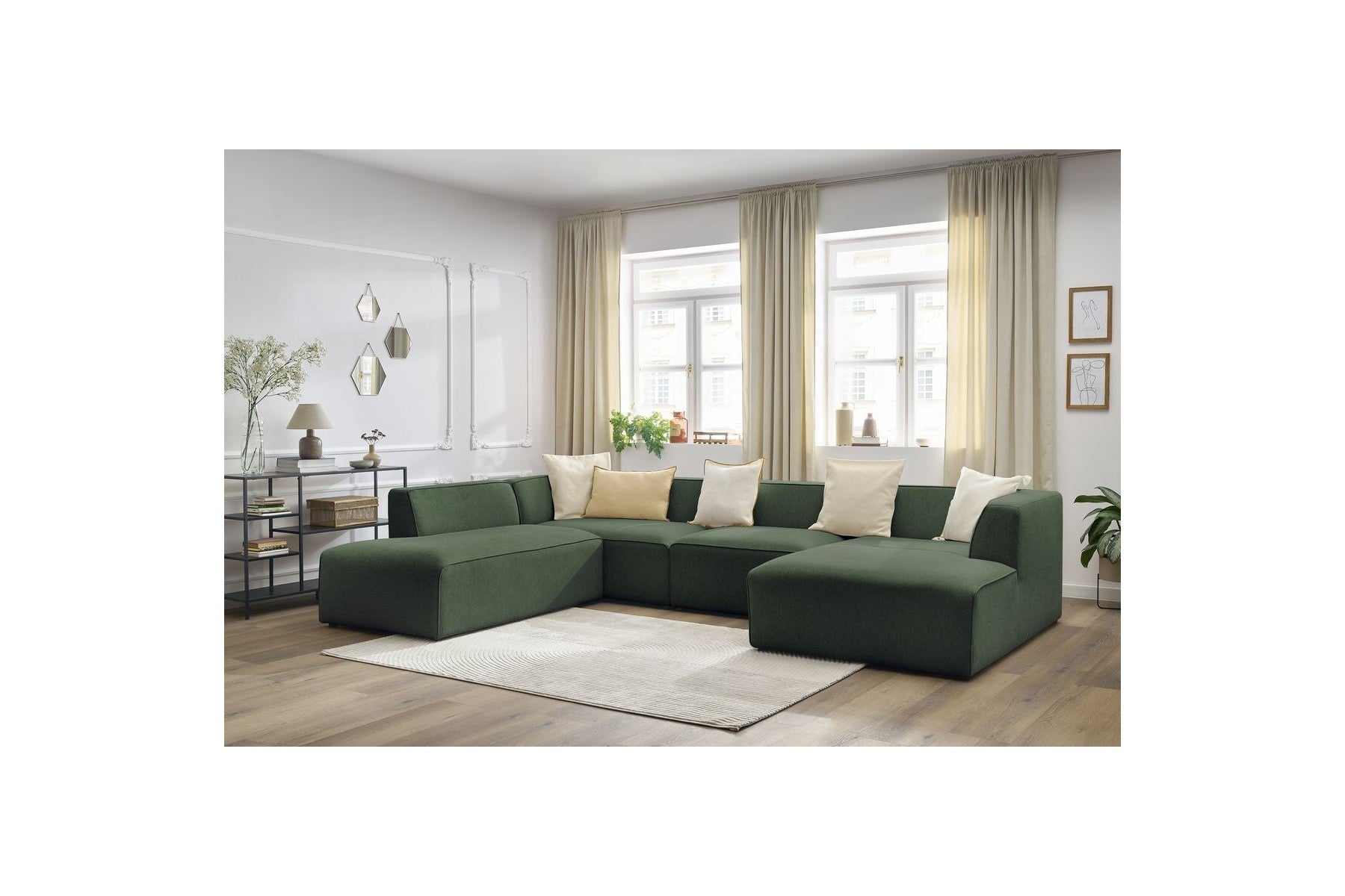 Fixed Panoramic Sofa - Megeve - Mottled Fabric - Right-Hand Corner