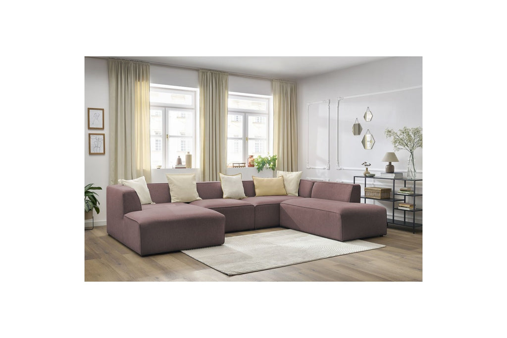 Fixed Panoramic Sofa - Megeve - Mottled Fabric - Left Corner