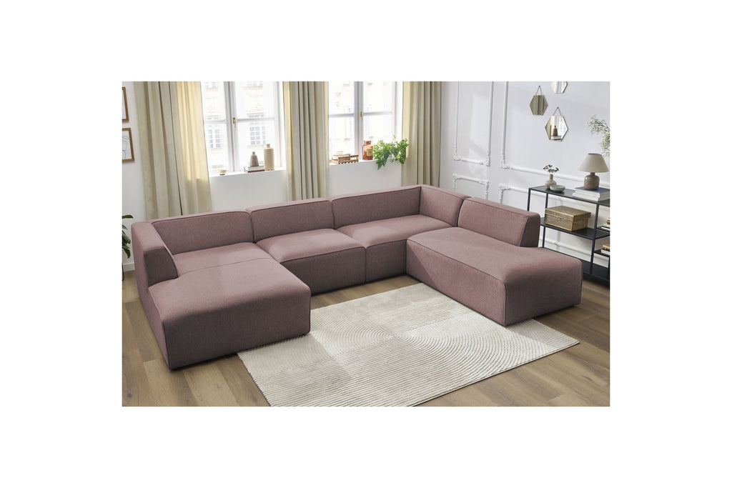Fixed Panoramic Sofa - Megeve - Mottled Fabric - Left Corner