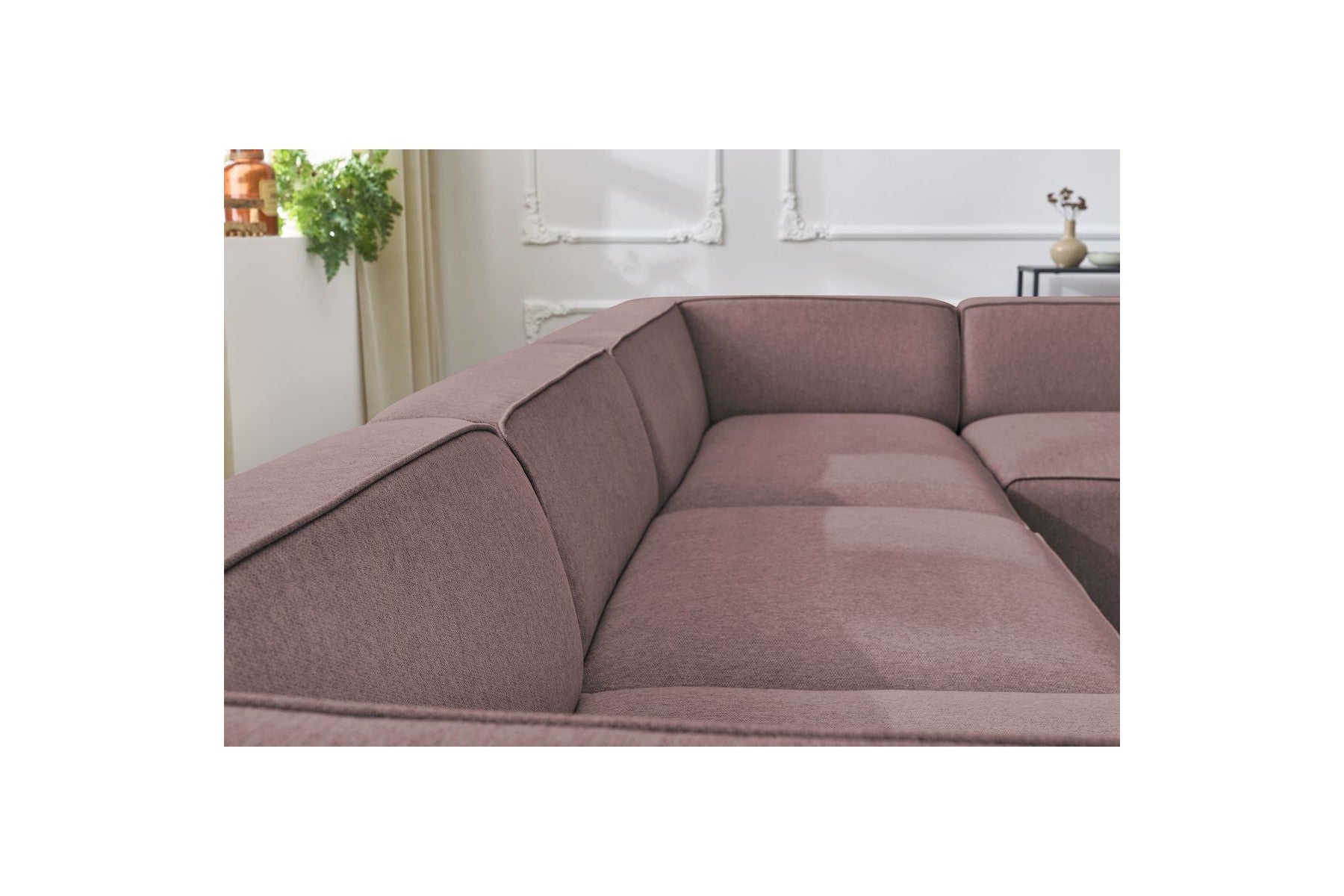 Fixed Panoramic Sofa - Megeve - Mottled Fabric - Left Corner