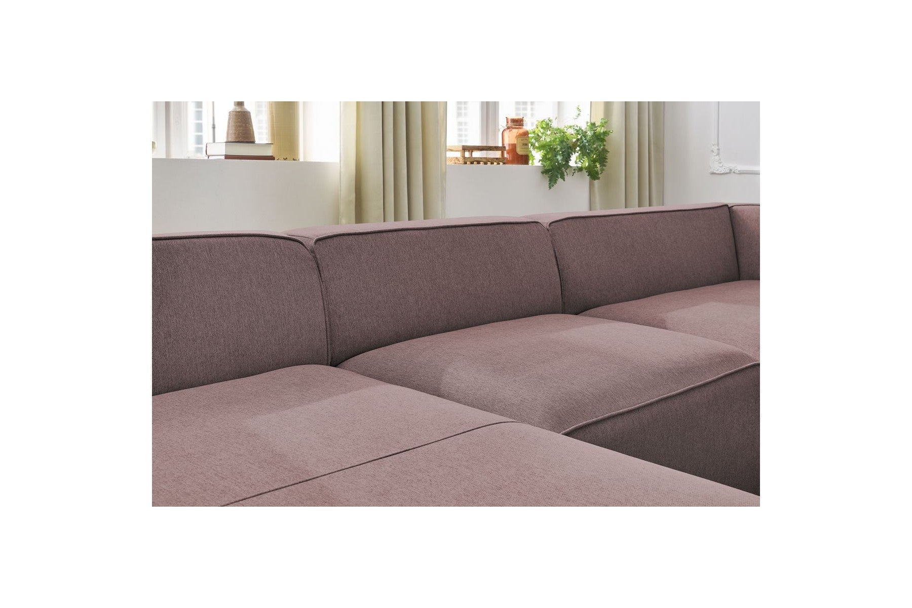 Fixed Panoramic Sofa - Megeve - Mottled Fabric - Left Corner