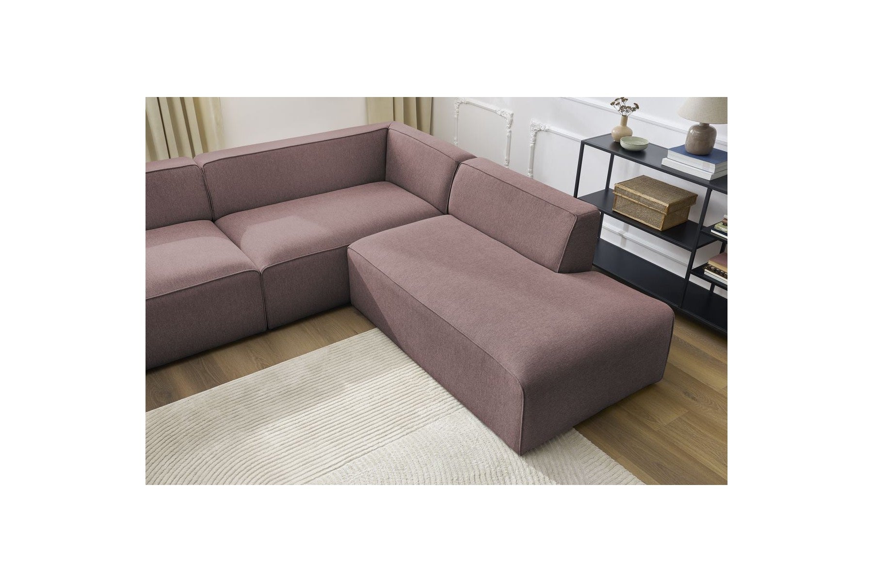 Fixed Panoramic Sofa - Megeve - Mottled Fabric - Left Corner