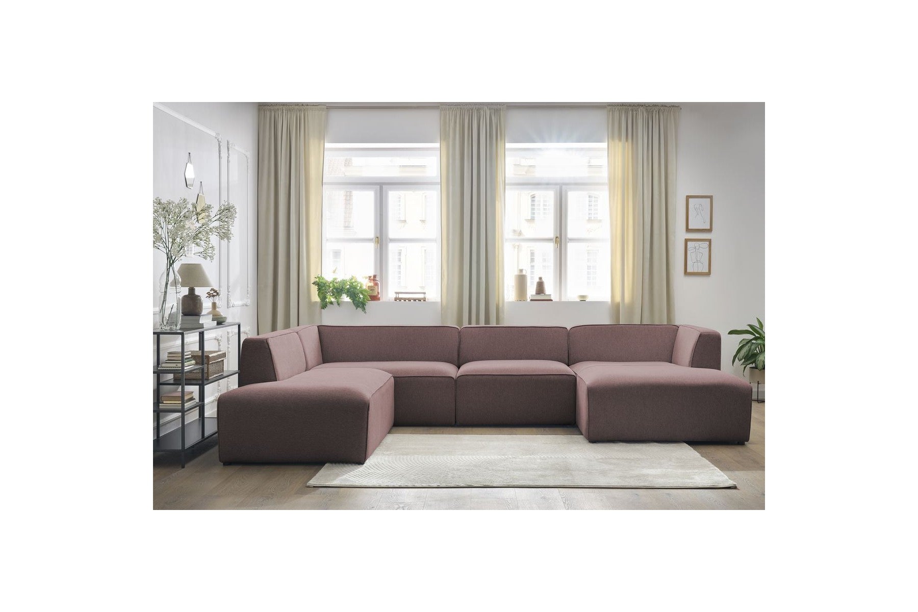 Fixed Panoramic Sofa - Megeve - Mottled Fabric - Right-Hand Corner