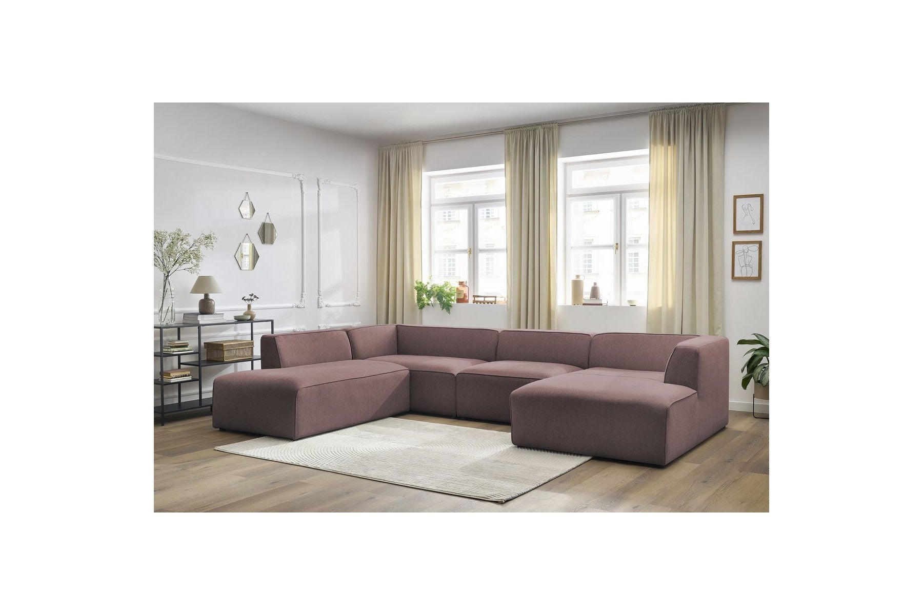 Fixed Panoramic Sofa - Megeve - Mottled Fabric - Right-Hand Corner