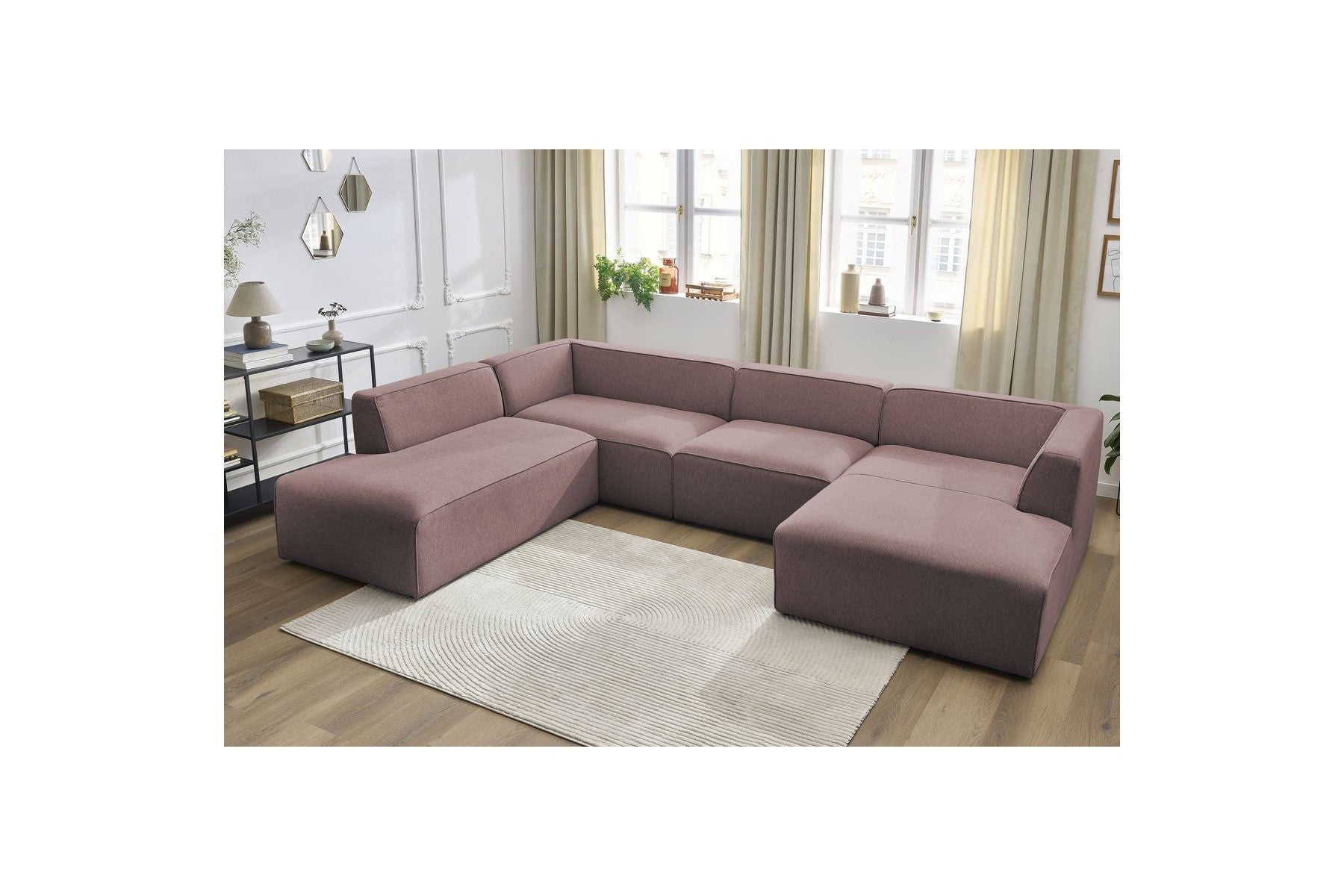 Fixed Panoramic Sofa - Megeve - Mottled Fabric - Right-Hand Corner