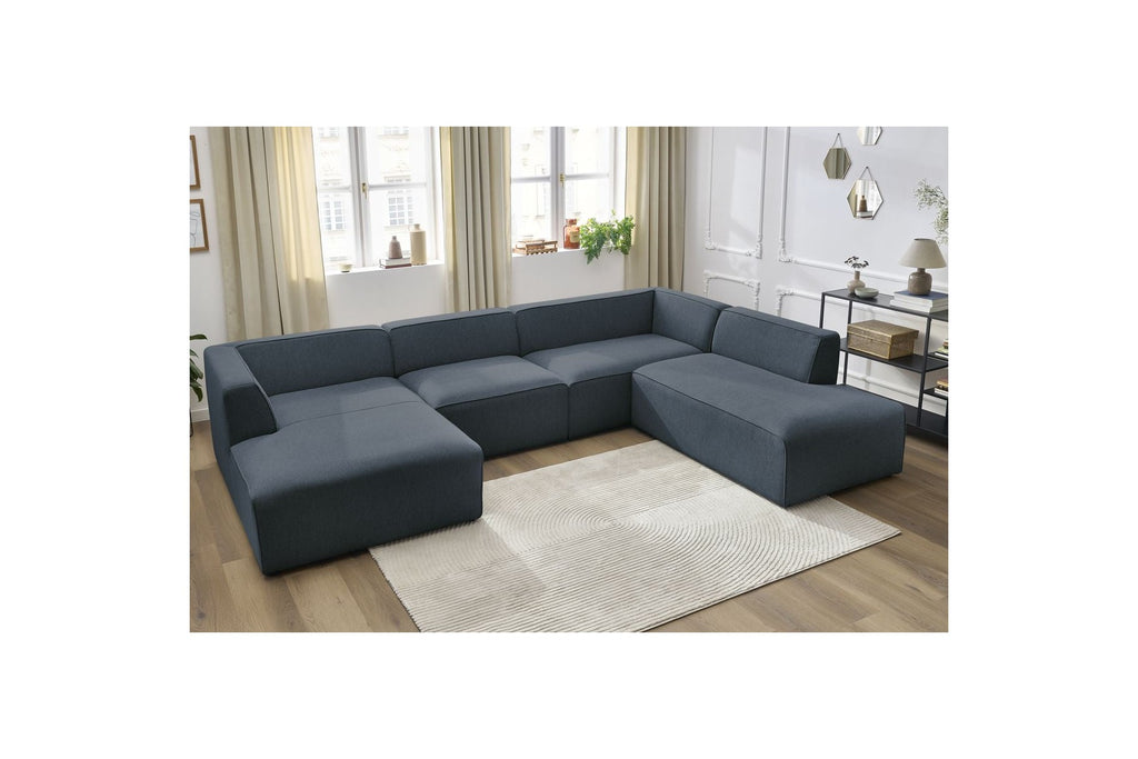 Fixed Panoramic Sofa - Megeve - Mottled Fabric - Left Corner
