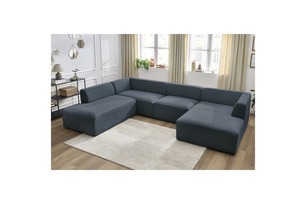 Fixed Panoramic Sofa - Megeve - Mottled Fabric - Right-Hand Corner