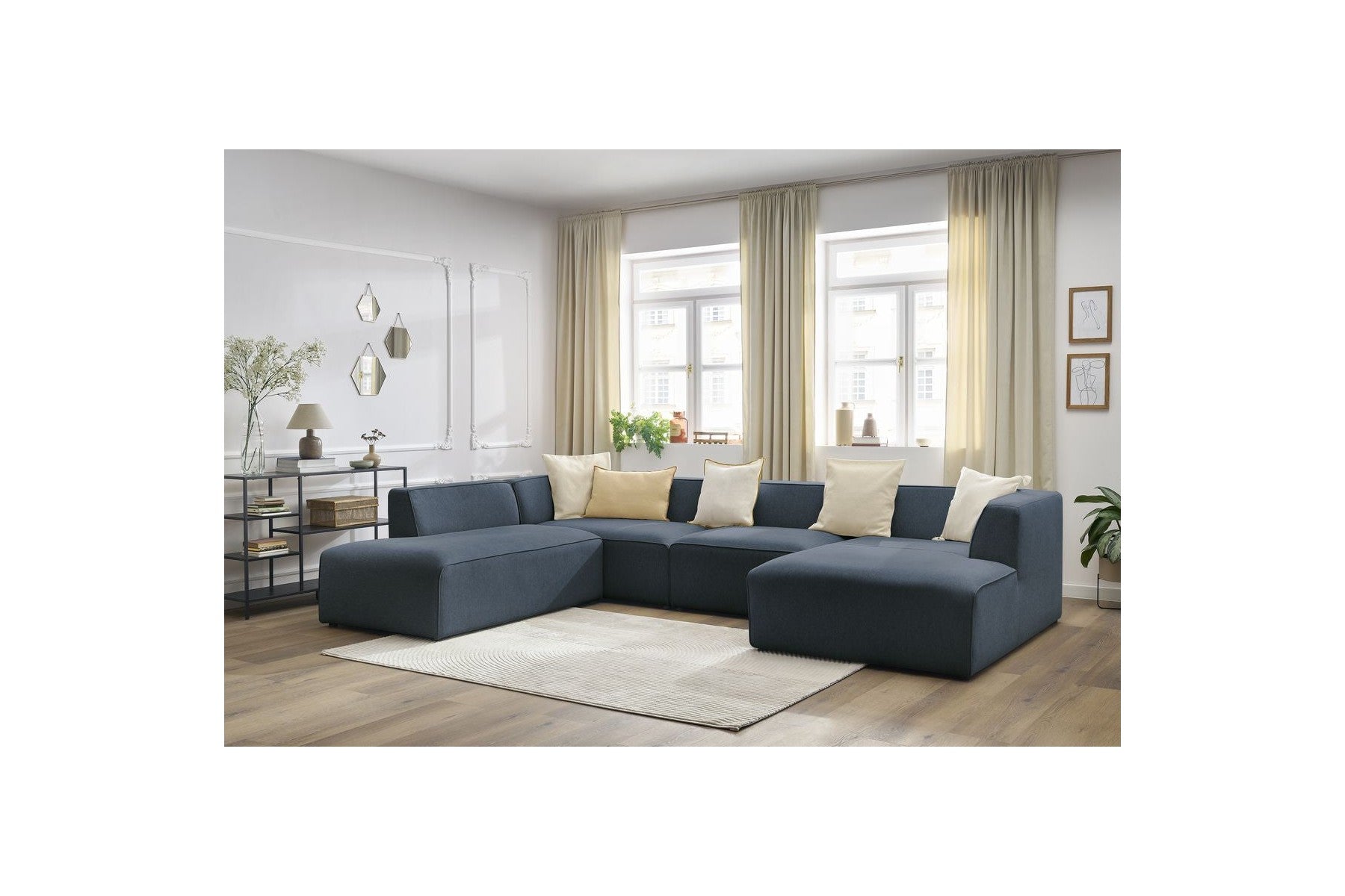 Fixed Panoramic Sofa - Megeve - Mottled Fabric - Right-Hand Corner