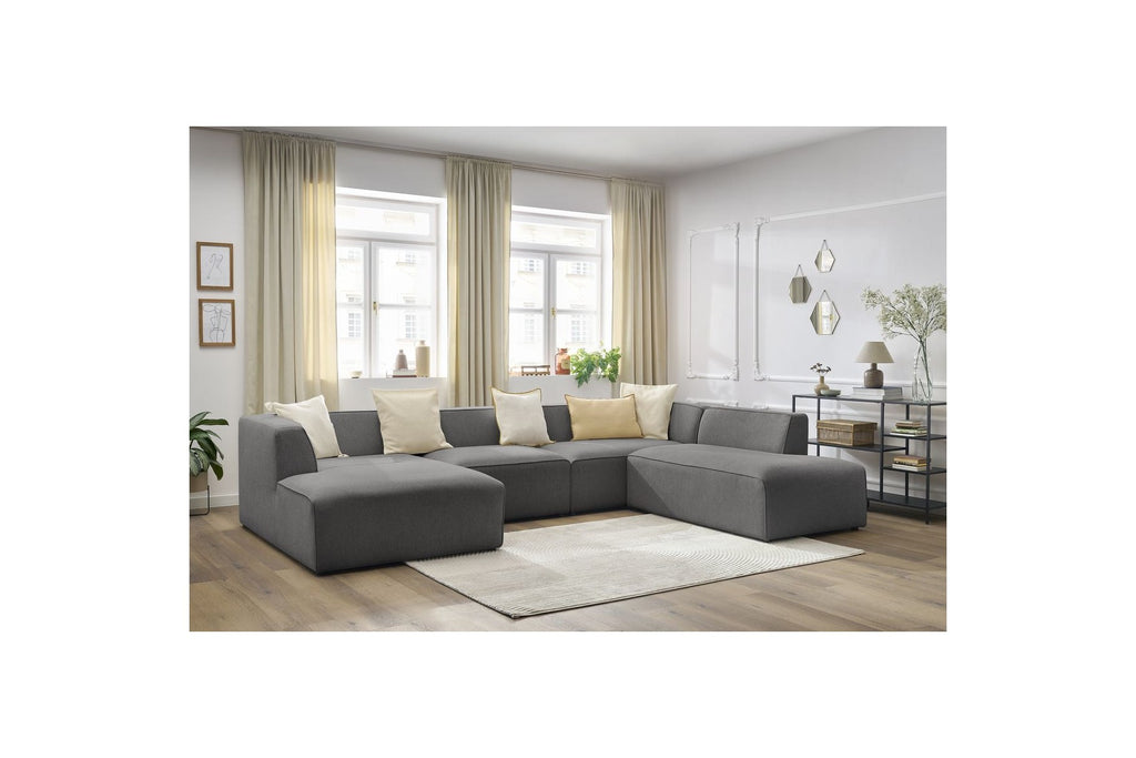 Fixed Panoramic Sofa - Megeve - Mottled Fabric - Left Corner