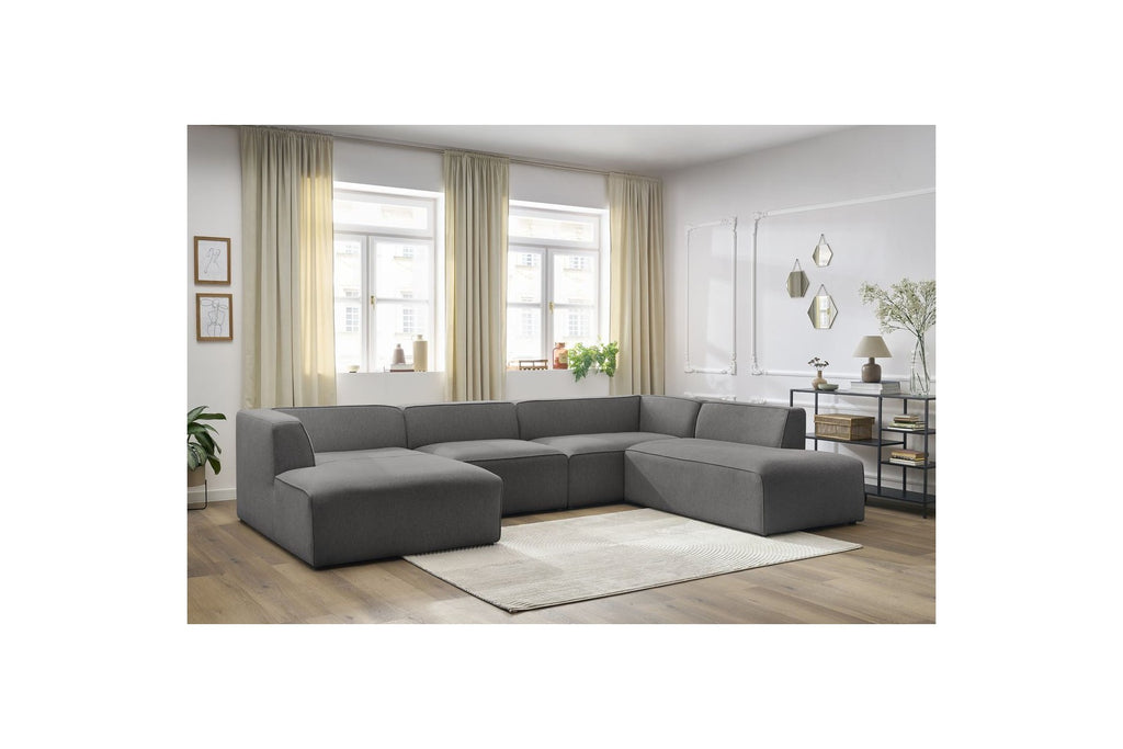 Fixed Panoramic Sofa - Megeve - Mottled Fabric - Left Corner