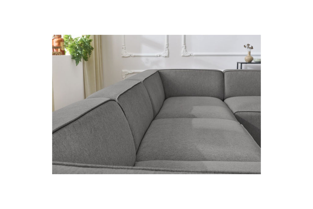 Fixed Panoramic Sofa - Megeve - Mottled Fabric - Left Corner