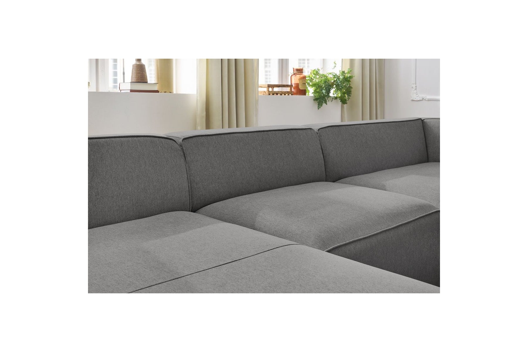 Fixed Panoramic Sofa - Megeve - Mottled Fabric - Left Corner