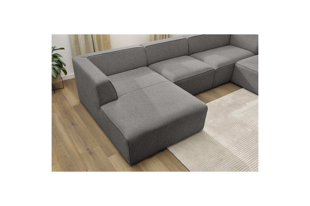 Fixed Panoramic Sofa - Megeve - Mottled Fabric - Left Corner