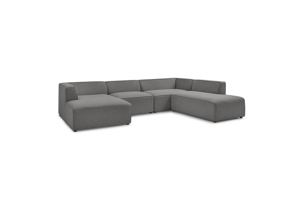 Fixed Panoramic Sofa - Megeve - Mottled Fabric - Left Corner
