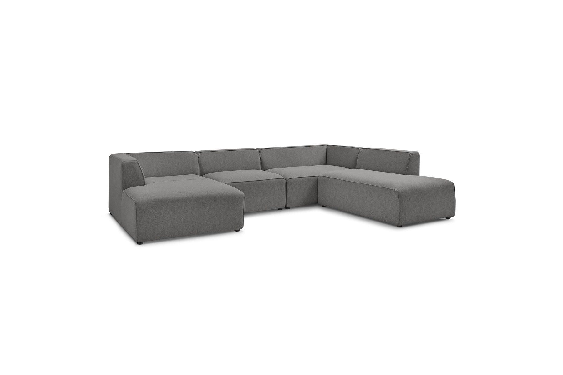 Fixed Panoramic Sofa - Megeve - Mottled Fabric - Left Corner