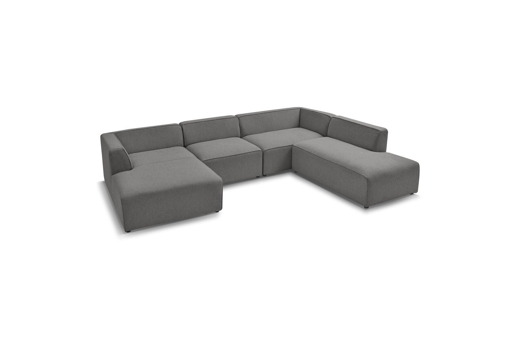 Fixed Panoramic Sofa - Megeve - Mottled Fabric - Left Corner