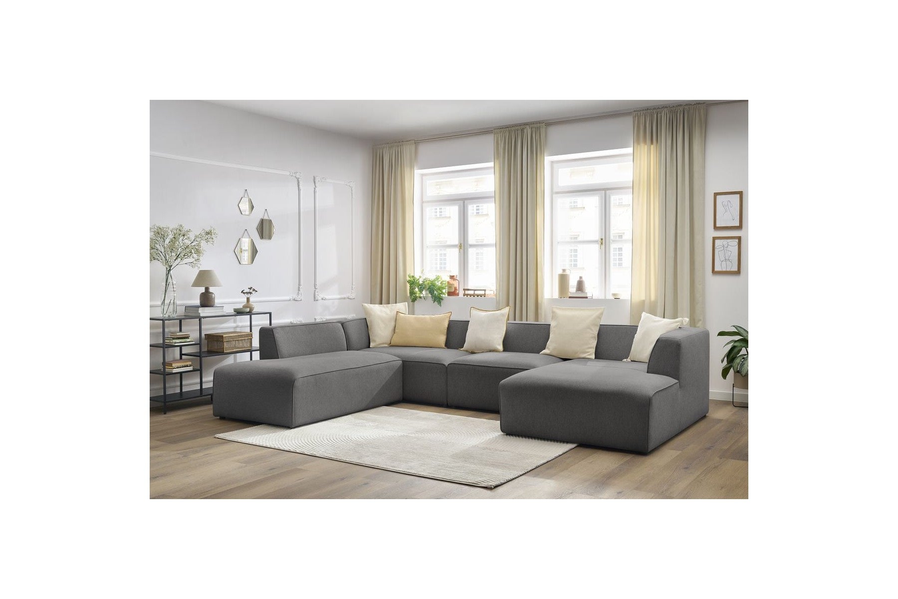Fixed Panoramic Sofa - Megeve - Mottled Fabric - Right-Hand Corner