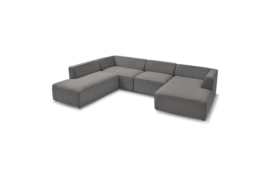 Fixed Panoramic Sofa - Megeve - Mottled Fabric - Right-Hand Corner