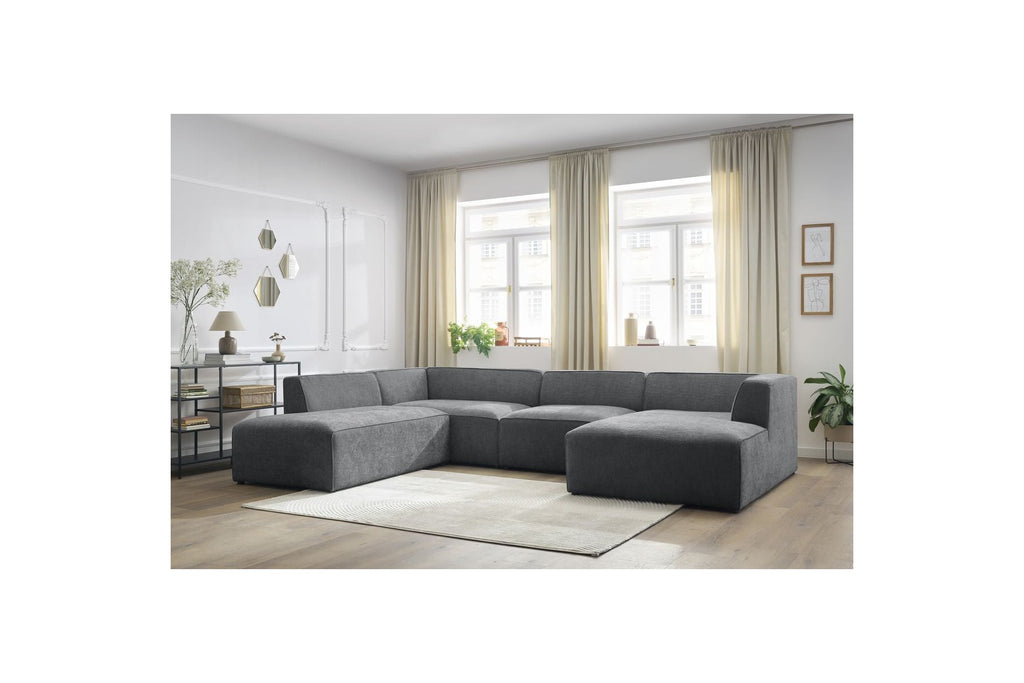 Fixed Panoramic Sofa - Megeve - Textured Fabric - Right-Hand Corner
