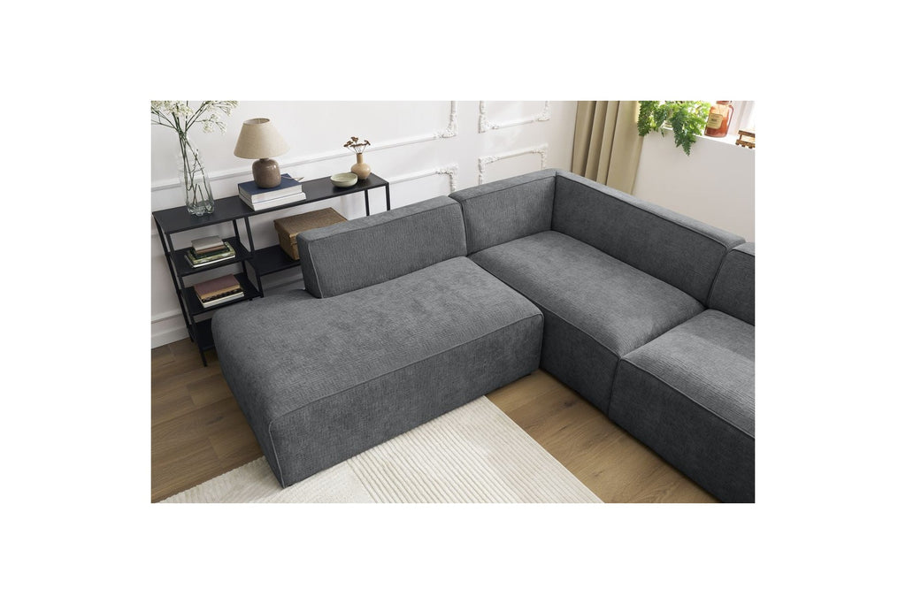 Fixed Panoramic Sofa - Megeve - Textured Fabric - Right-Hand Corner