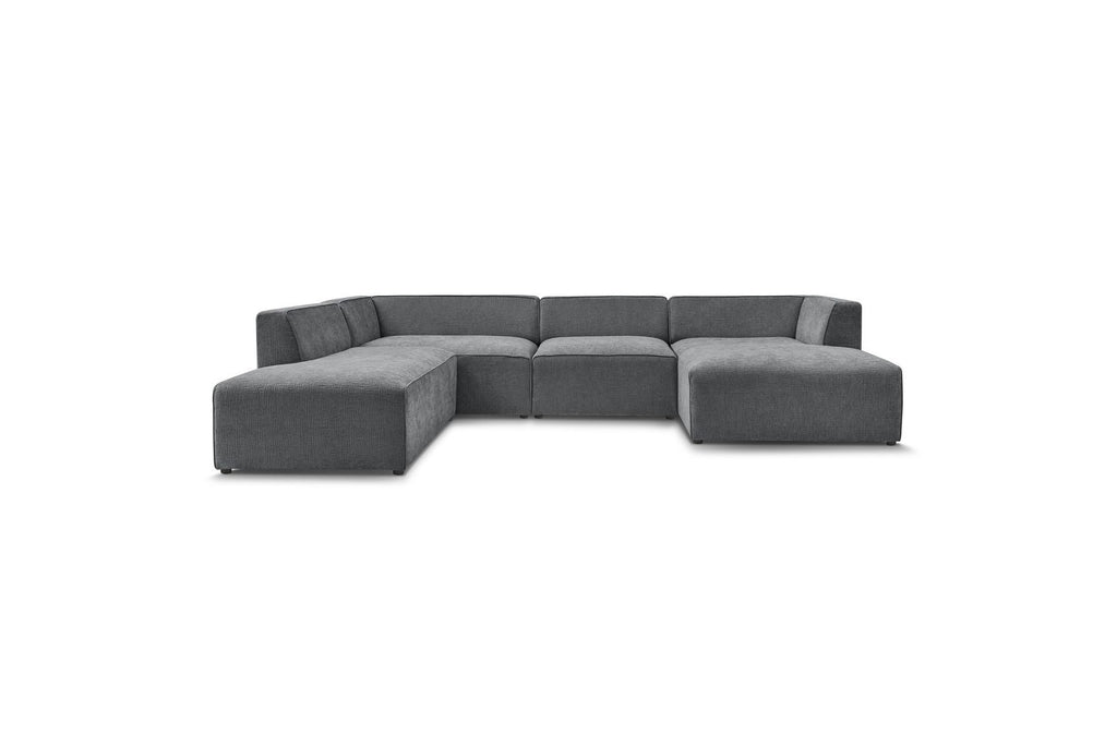 Fixed Panoramic Sofa - Megeve - Textured Fabric - Right-Hand Corner
