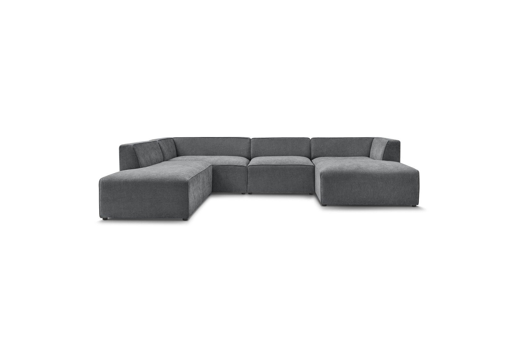 Fixed Panoramic Sofa - Megeve - Textured Fabric - Right-Hand Corner