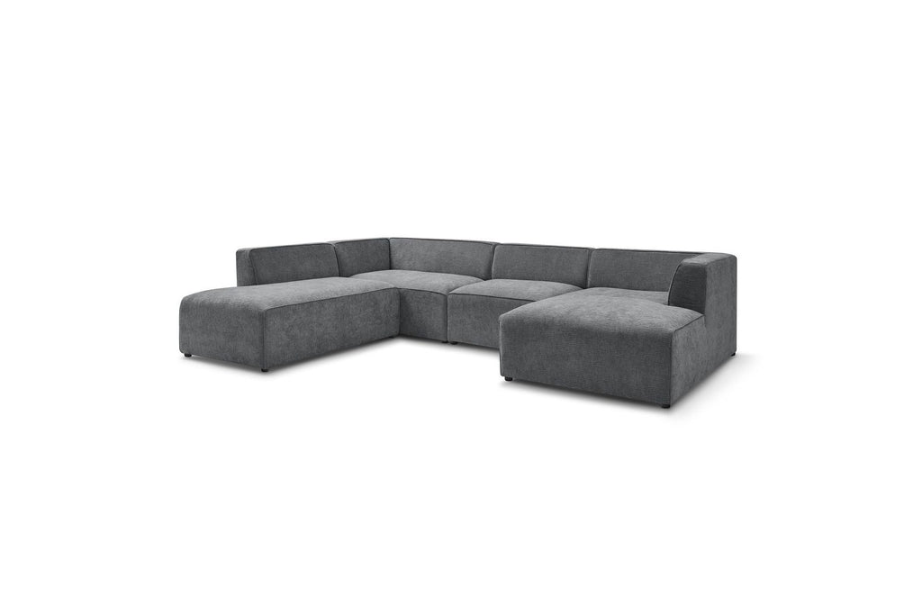 Fixed Panoramic Sofa - Megeve - Textured Fabric - Right-Hand Corner