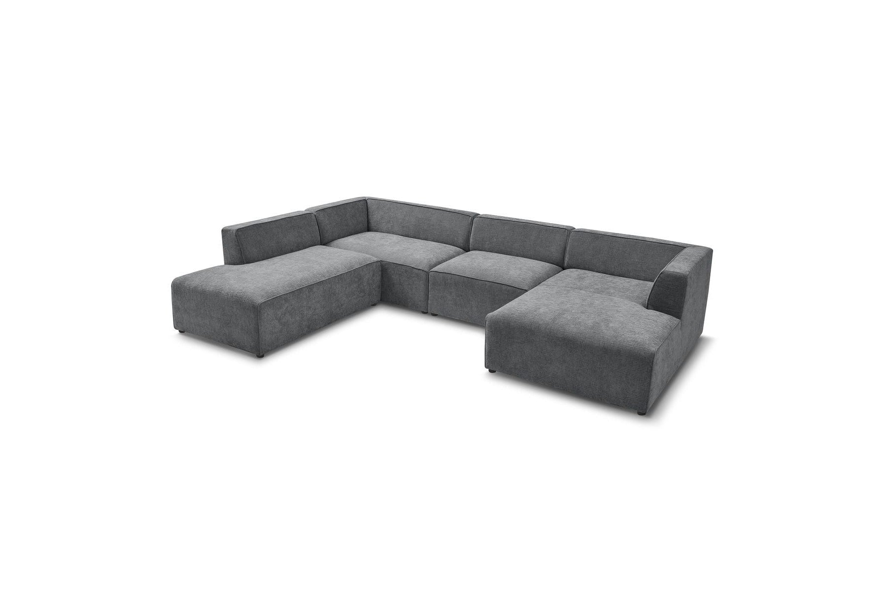 Fixed Panoramic Sofa - Megeve - Textured Fabric - Right-Hand Corner