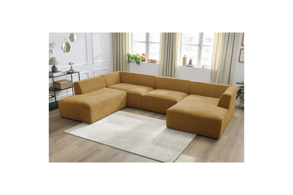 Fixed Panoramic Sofa - Megeve - Textured Fabric - Right-Hand Corner