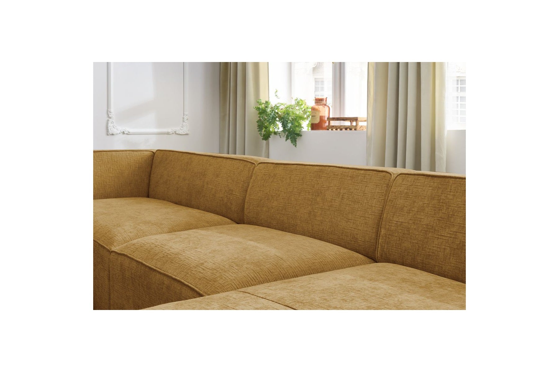 Fixed Panoramic Sofa - Megeve - Textured Fabric - Right-Hand Corner
