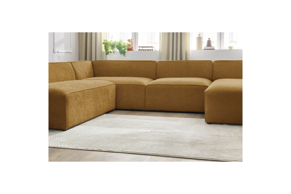 Fixed Panoramic Sofa - Megeve - Textured Fabric - Right-Hand Corner