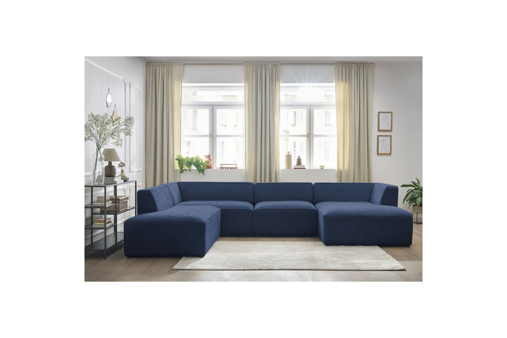 Fixed Panoramic Sofa - Megeve - Textured Fabric - Right-Hand Corner