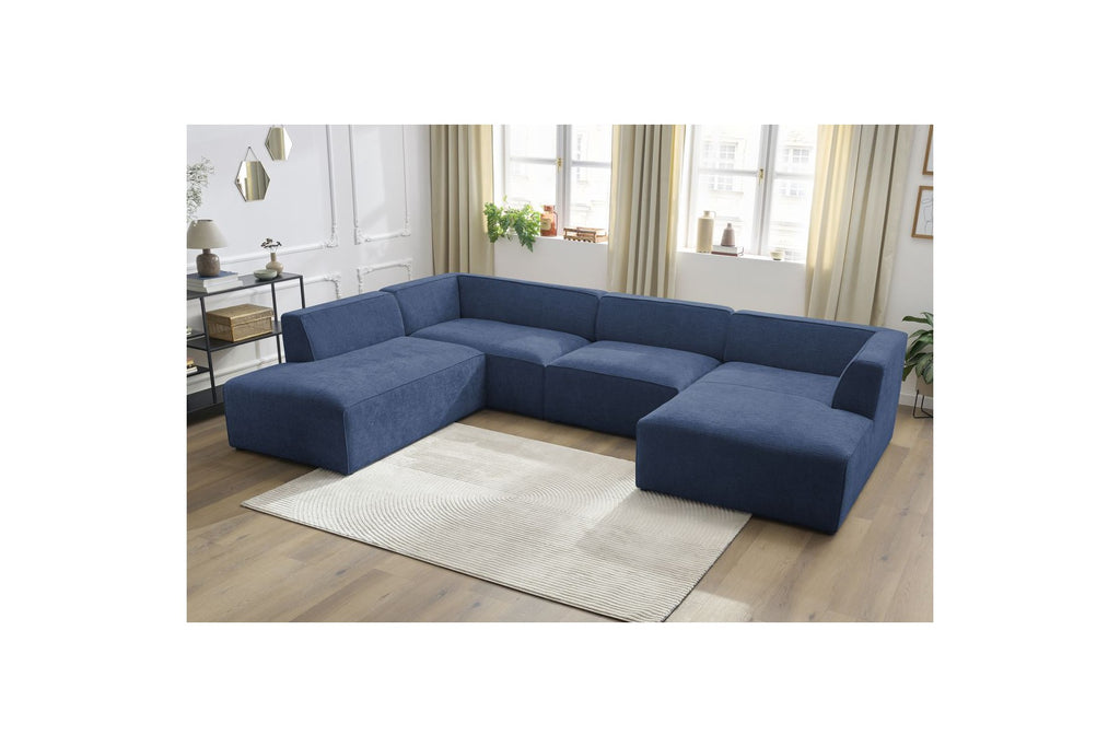 Fixed Panoramic Sofa - Megeve - Textured Fabric - Right-Hand Corner