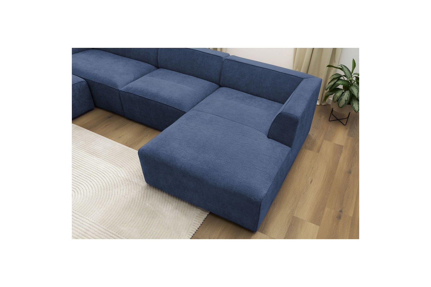Fixed Panoramic Sofa - Megeve - Textured Fabric - Right-Hand Corner