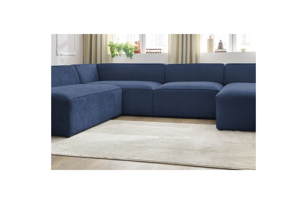 Fixed Panoramic Sofa - Megeve - Textured Fabric - Right-Hand Corner