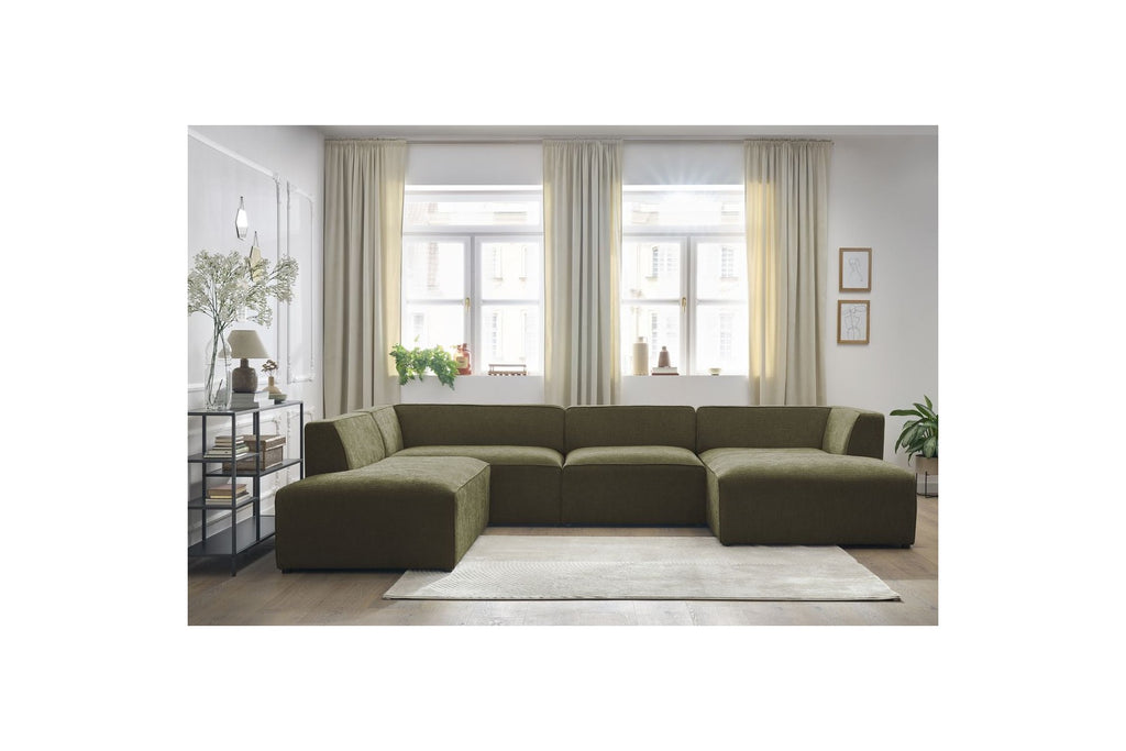 Fixed Panoramic Sofa - Megeve - Textured Fabric - Right-Hand Corner